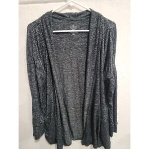 Cuddl Duds SoftKnit Wrap Cardigan Women L/XL Marled Charcoal Gray Open Front